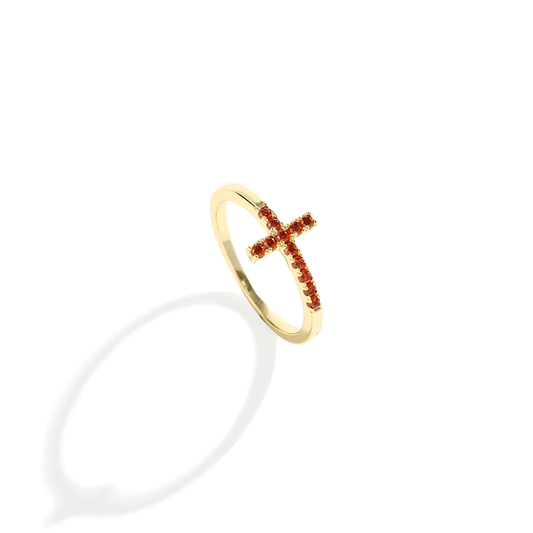 Birthstone Cross Ring