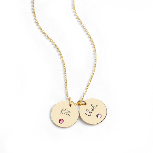 Birthstone Disc Name Necklace