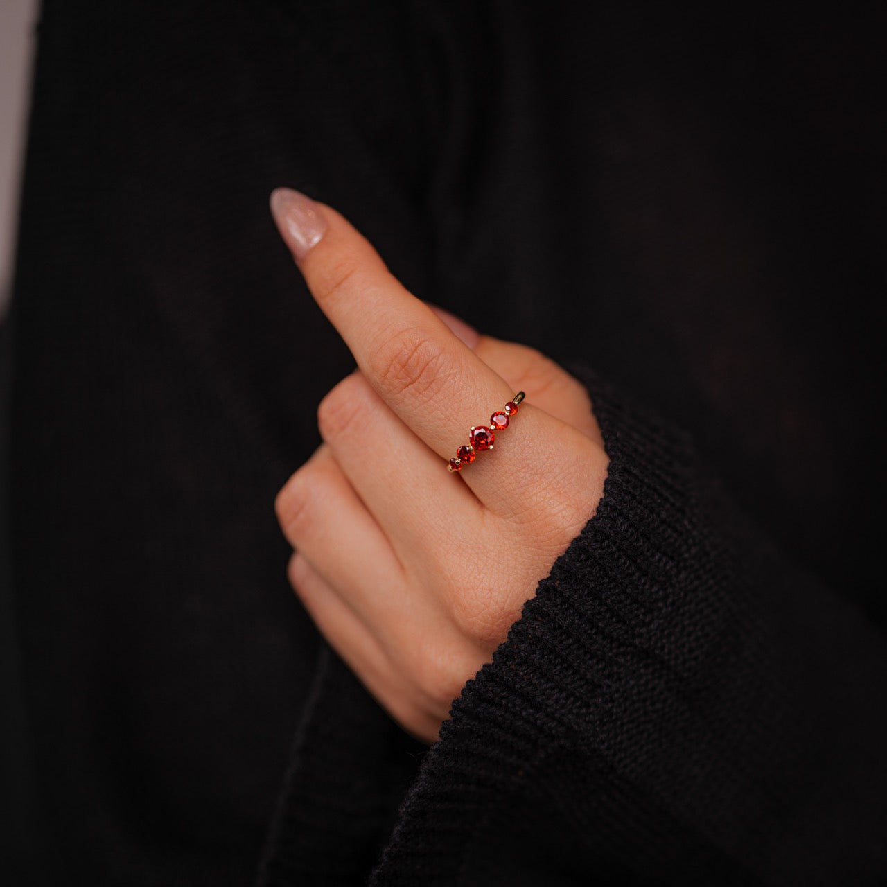 Five Stone Statement Birthstone Ring