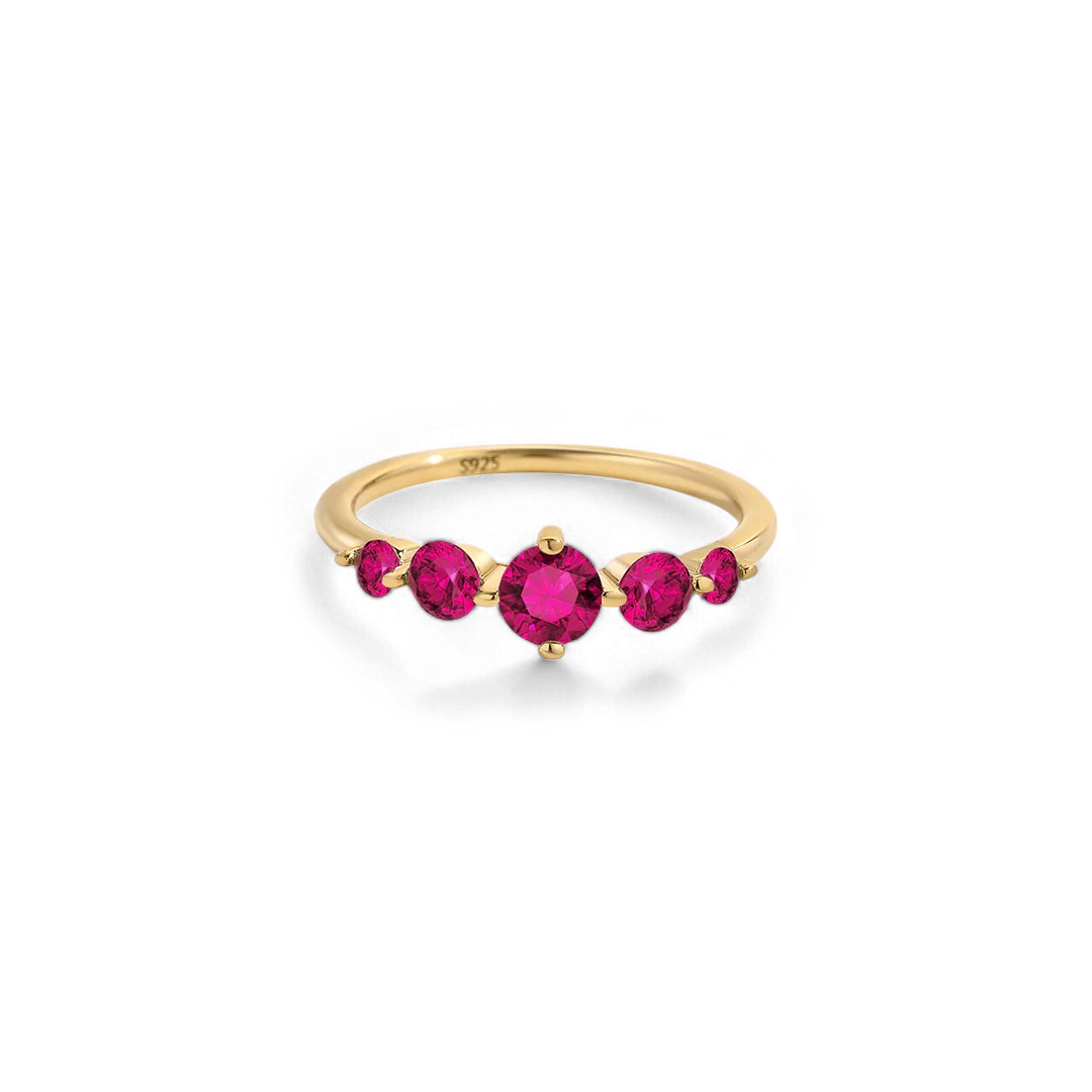 Five Stone Statement Birthstone Ring