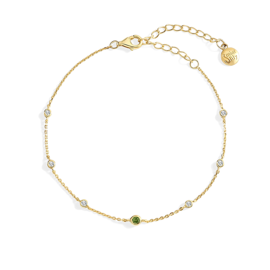 August Birthstone Station Bracelet