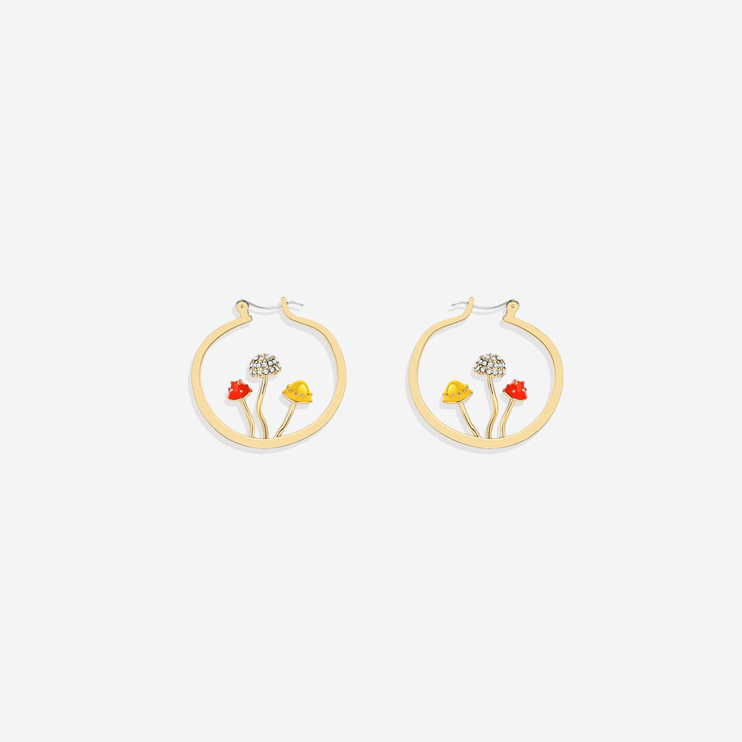 Boho Mushroom Hoop Earrings