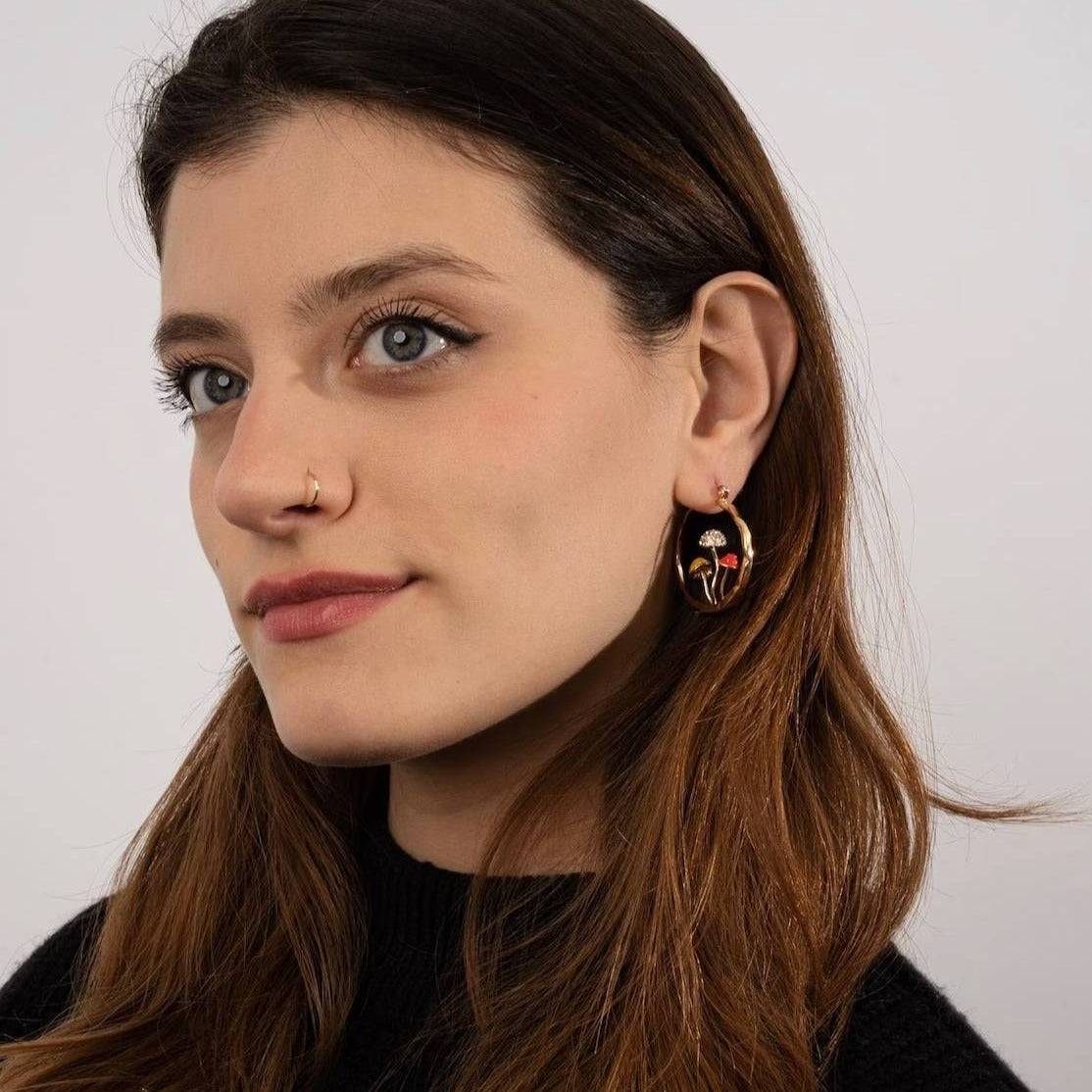 Boho Mushroom Hoop Earrings