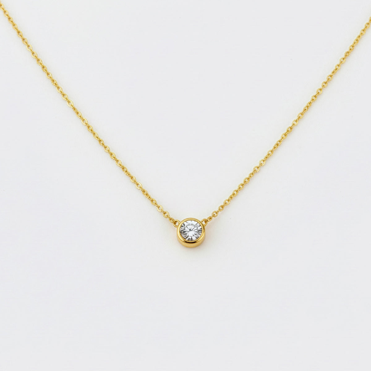 Classic Bezel Set Solitaire Necklace