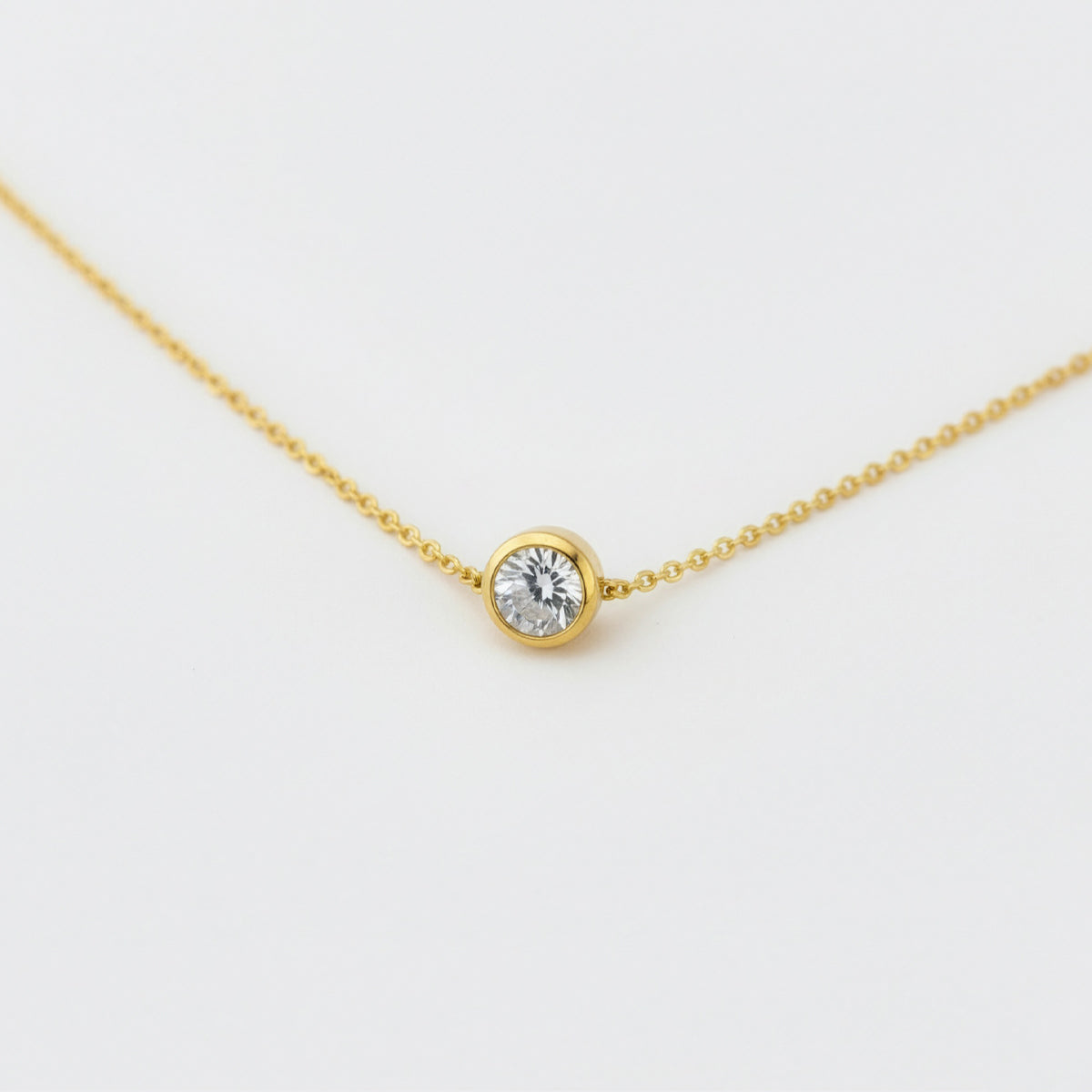 Classic Bezel Set Solitaire Necklace