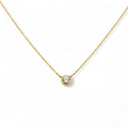 Classic Bezel Set Solitaire Necklace