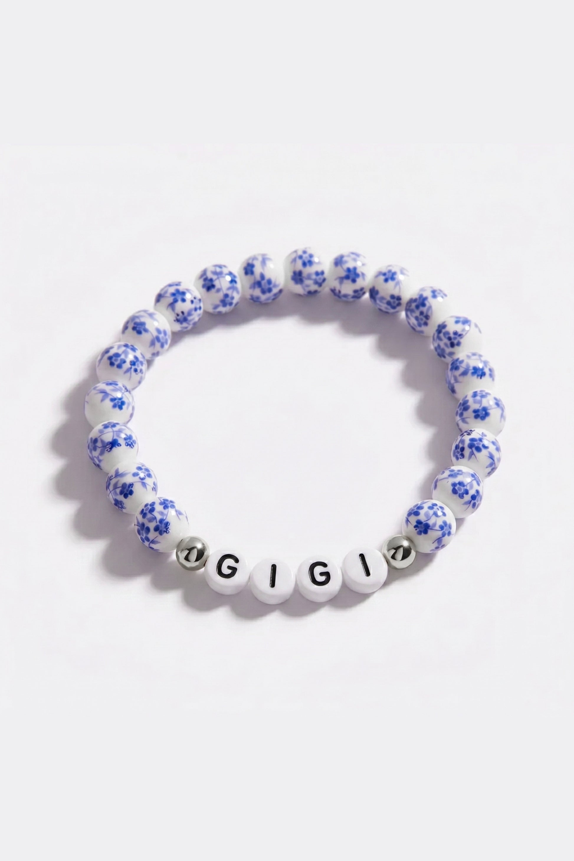 Blue Porcelain Floral Beaded Bracelet for Mom & Grandma