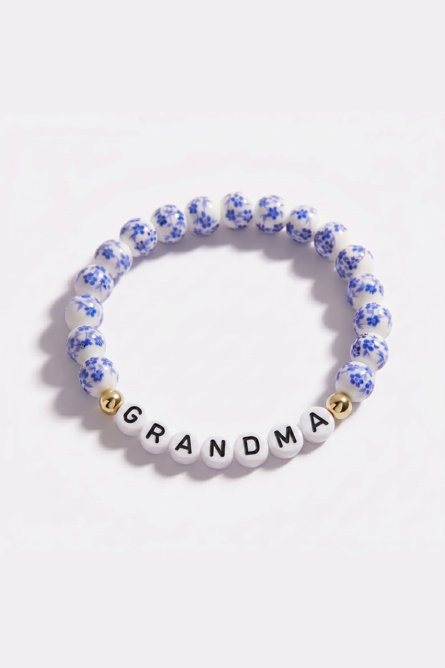 Blue Porcelain Floral Beaded Bracelet for Mom & Grandma