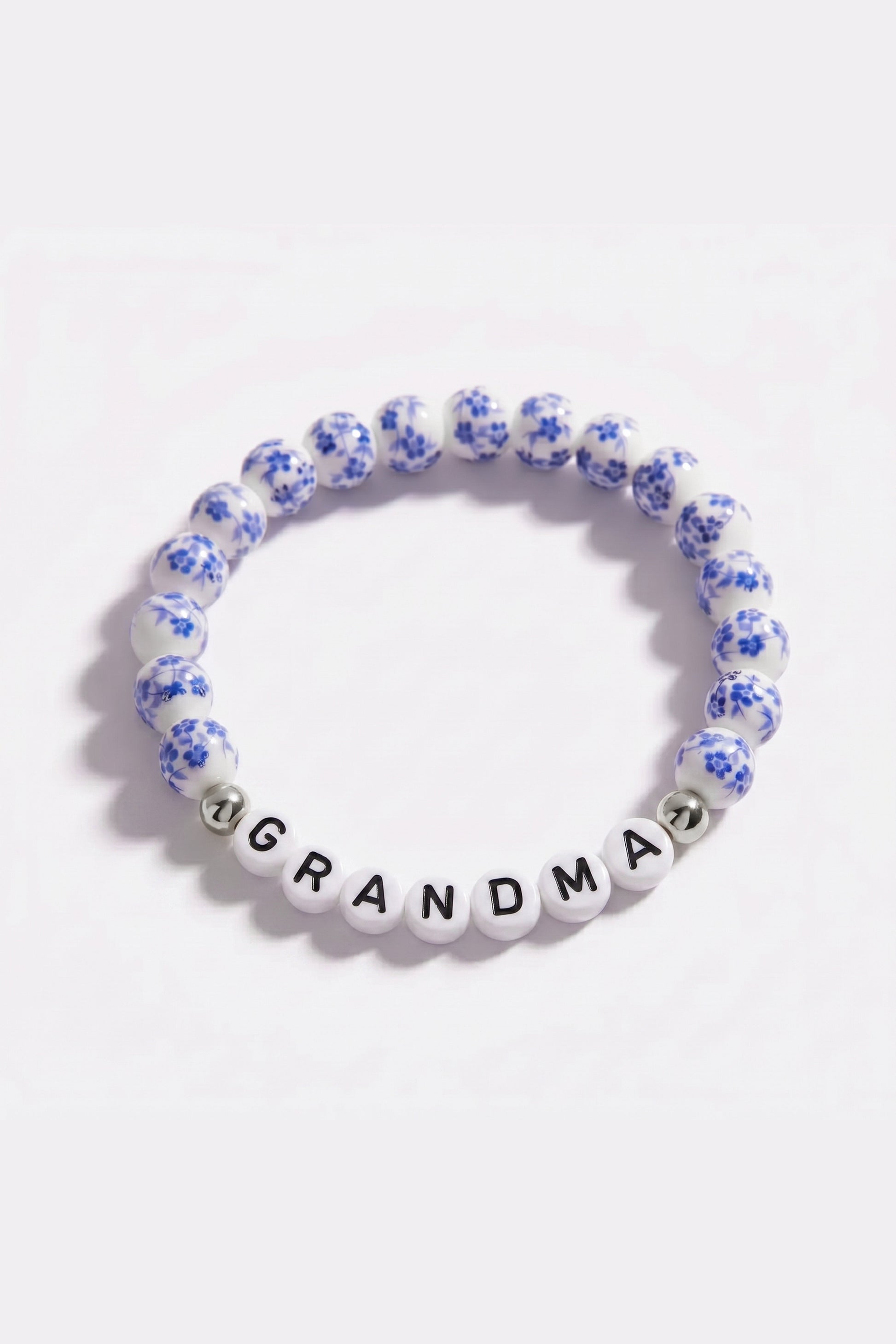 Blue Porcelain Floral Beaded Bracelet for Mom & Grandma