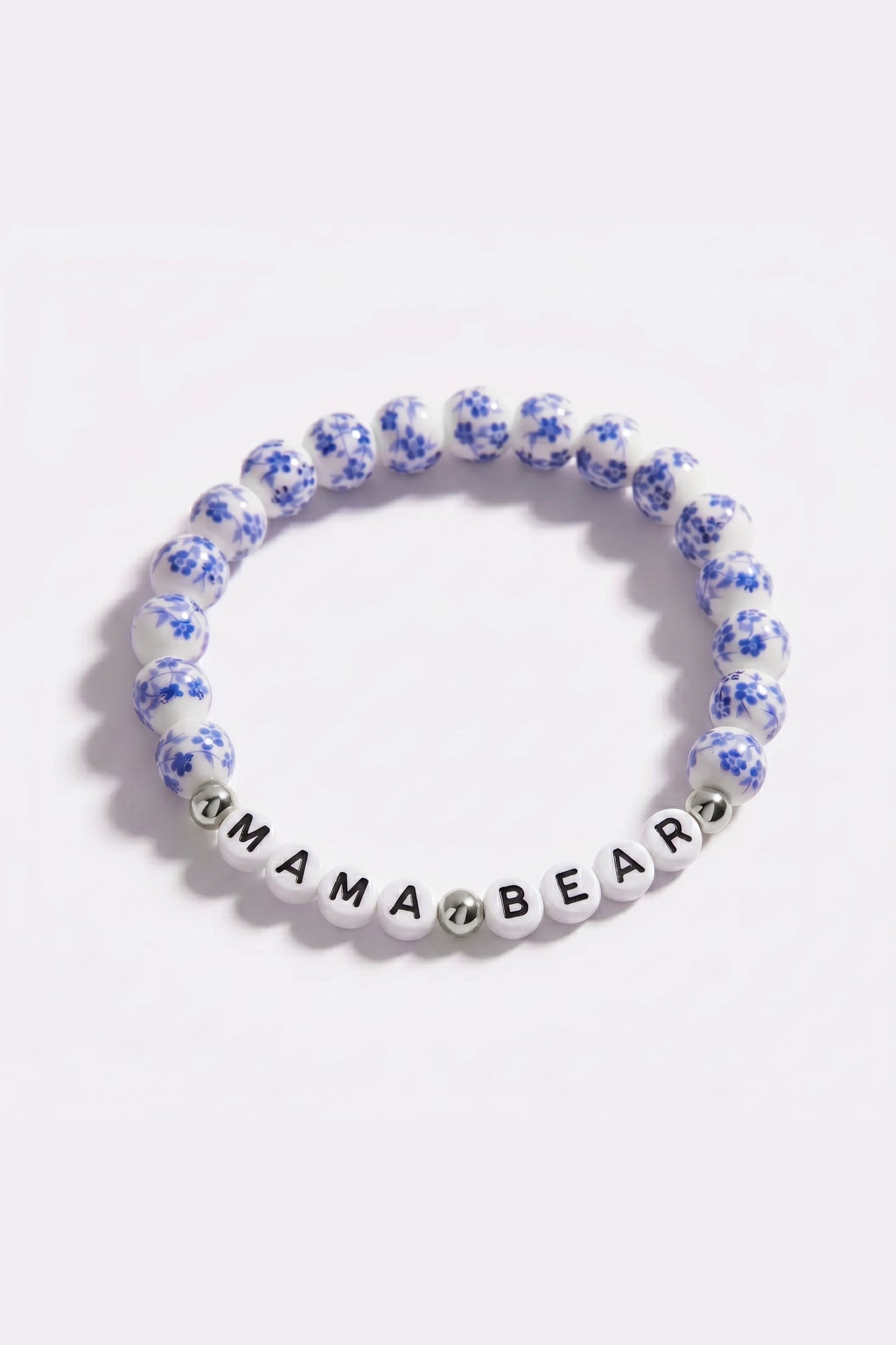 Blue Porcelain Floral Beaded Bracelet for Mom & Grandma