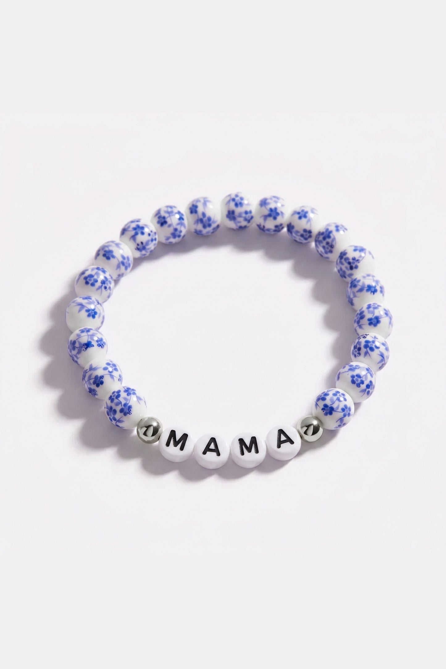 Blue Porcelain Floral Beaded Bracelet for Mom & Grandma