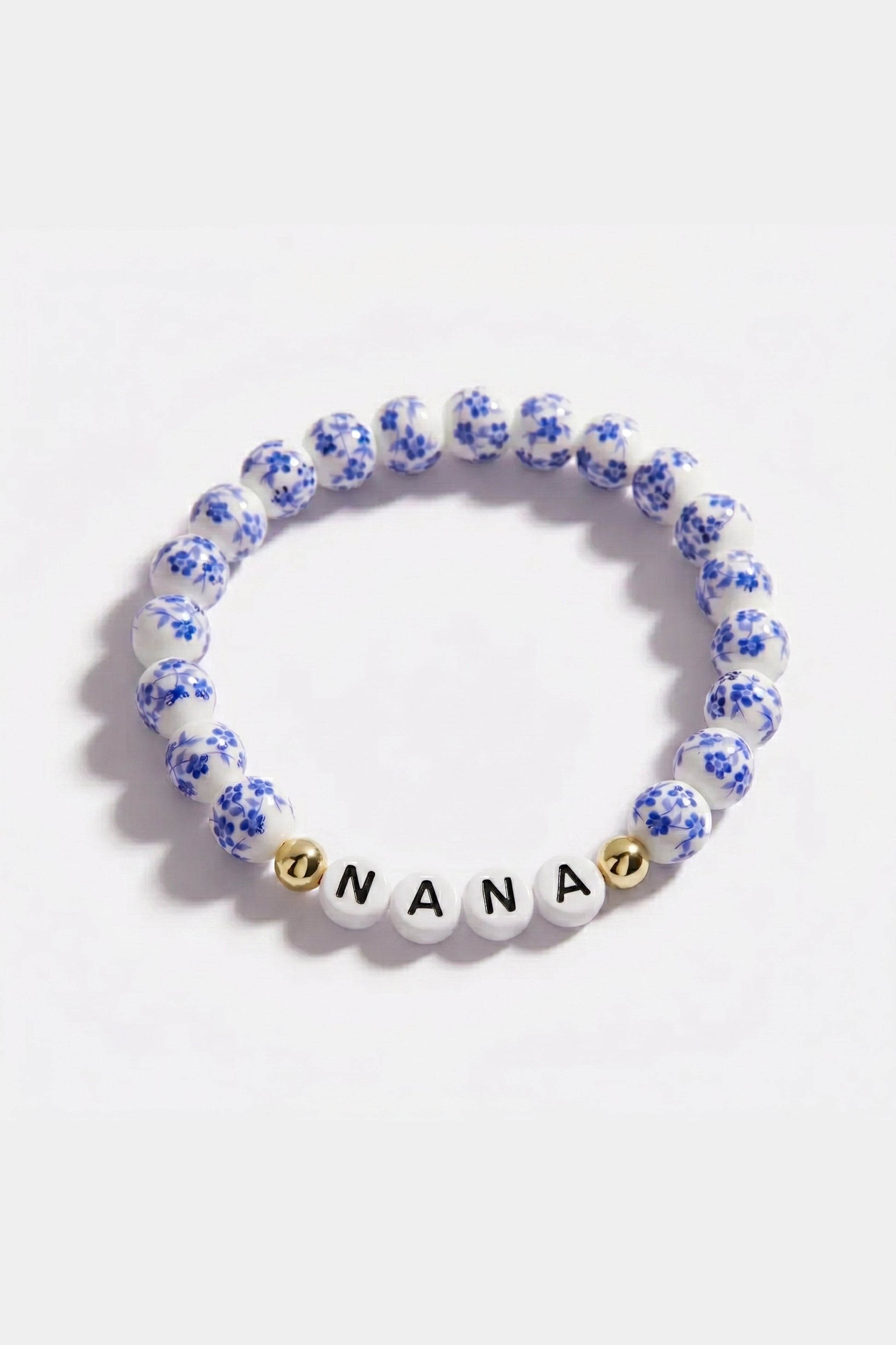 Blue Porcelain Floral Beaded Bracelet for Mom & Grandma
