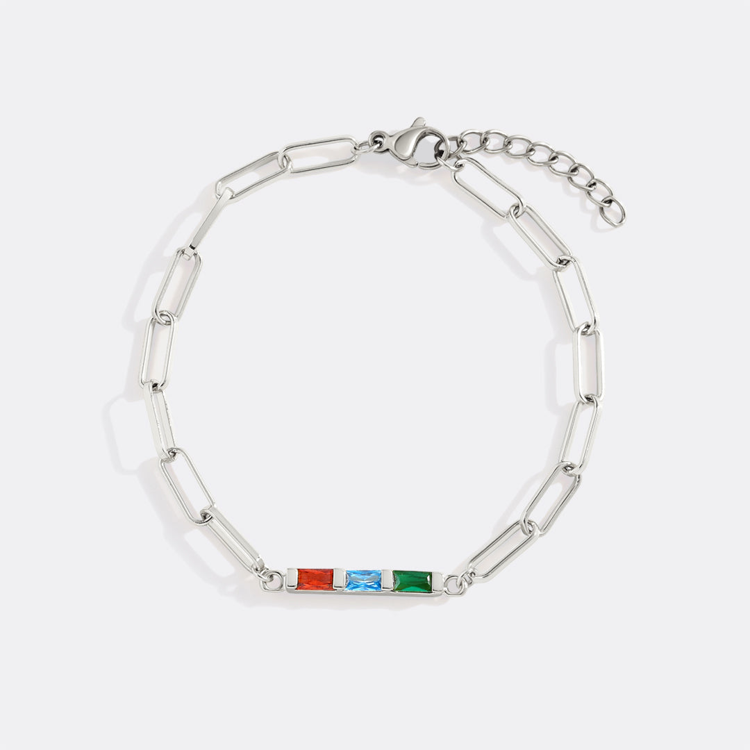 Dainty Birthstone Baguette Paperclip Bracelet