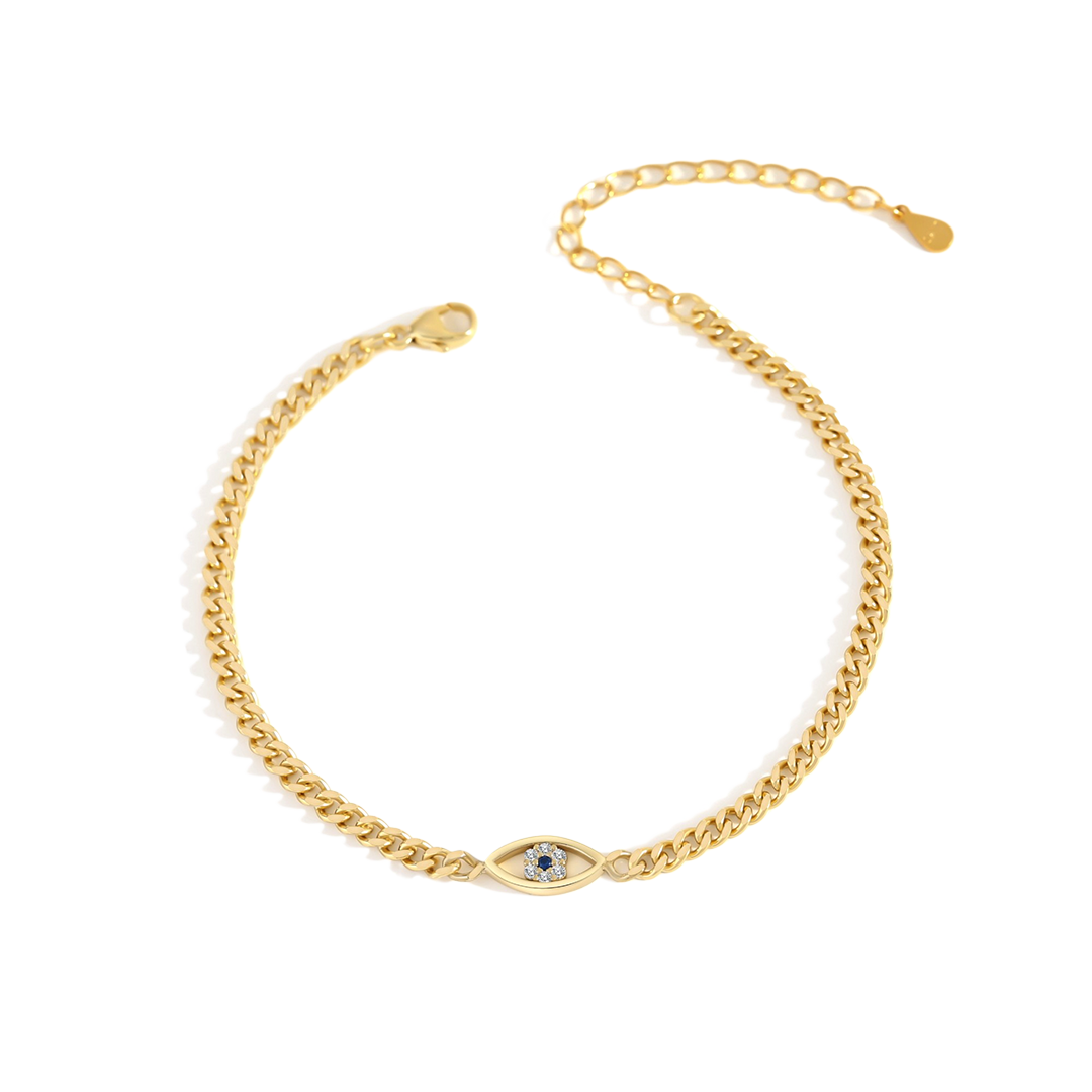 Dainty Cuban Link Chain Evil Eye Bracelet