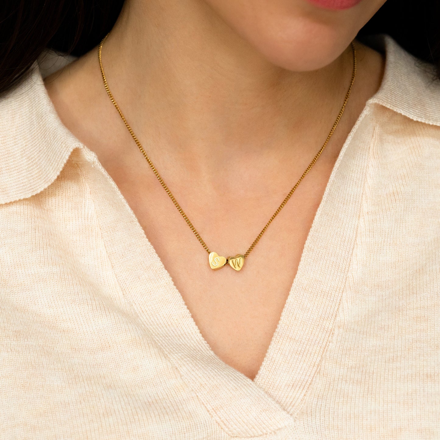 Dainty Heart Stacking Initial Necklace