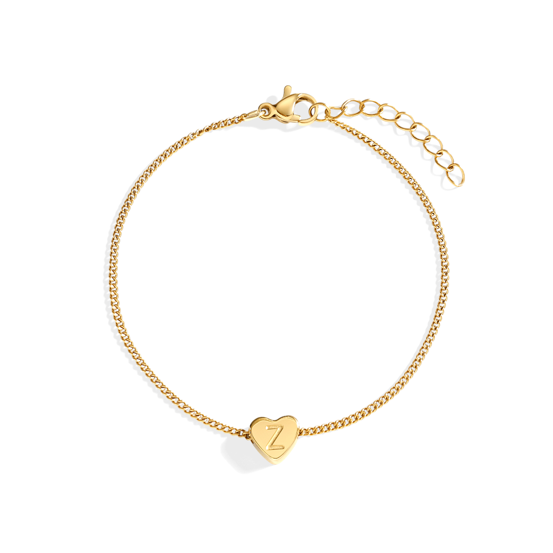 Dainty Initial Heart Bracelet