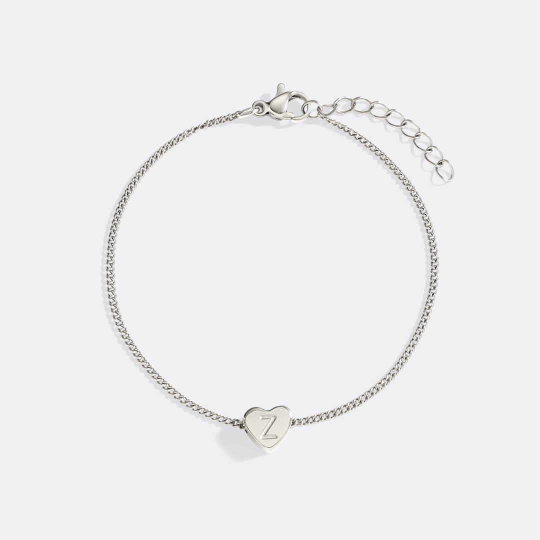 Dainty Initial Heart Bracelet