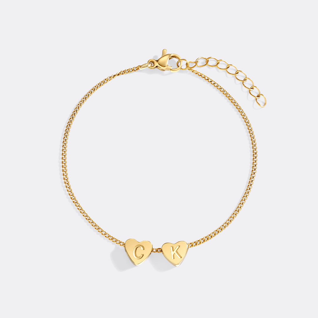 Dainty Initial Heart Bracelet