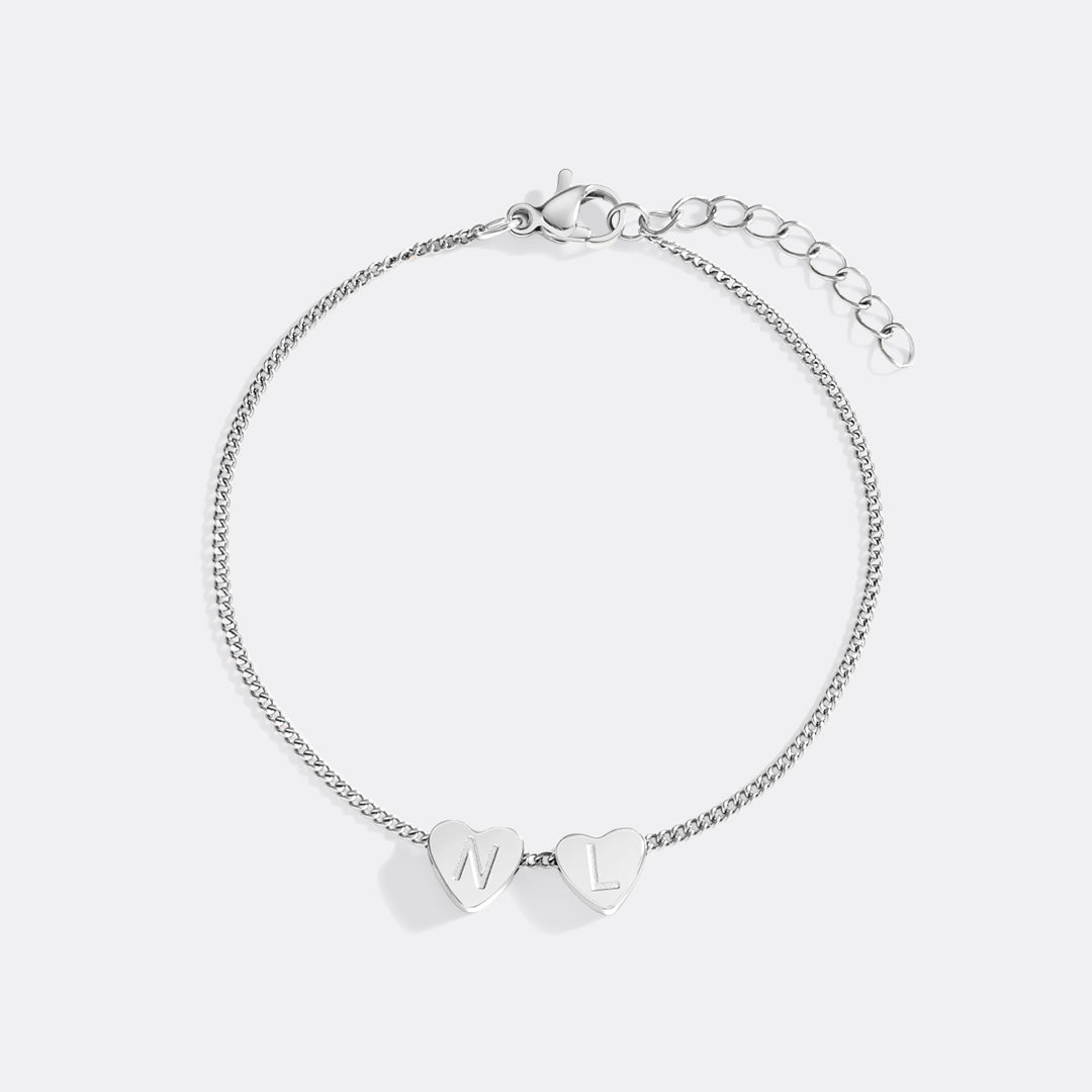 Dainty Initial Heart Bracelet