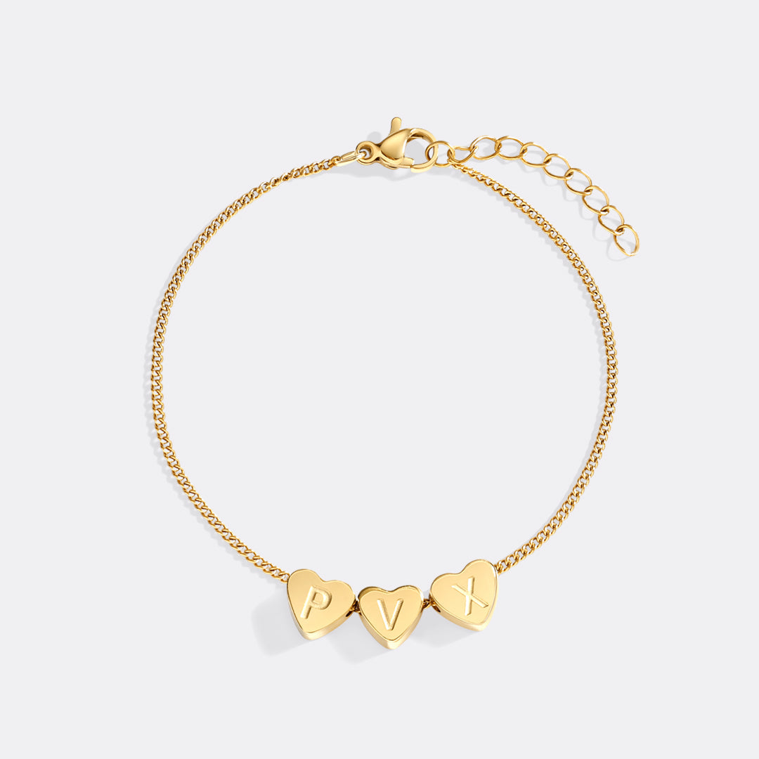 Dainty Initial Heart Bracelet