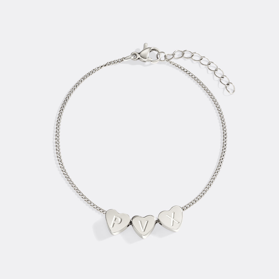 Dainty Initial Heart Bracelet