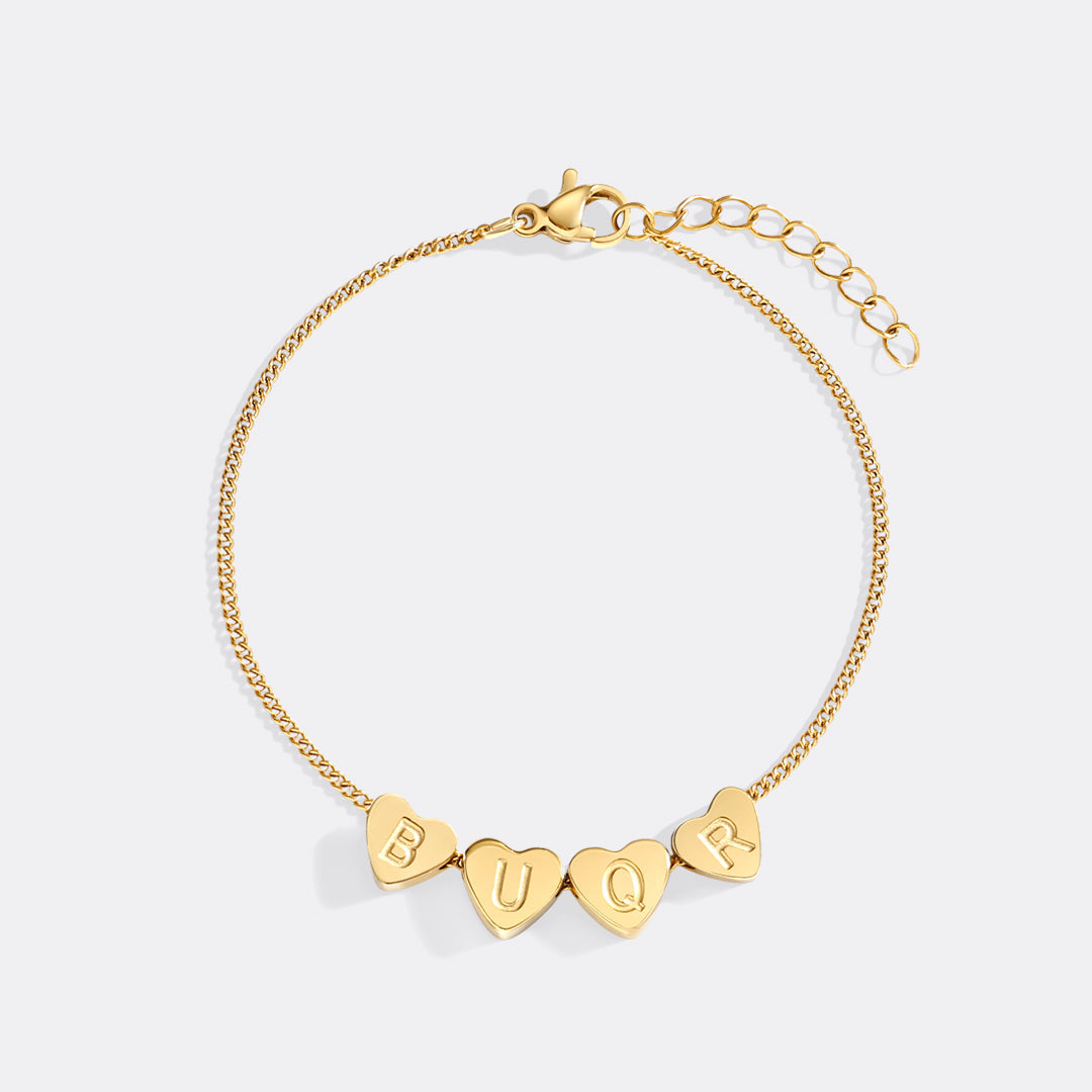 Dainty Initial Heart Bracelet