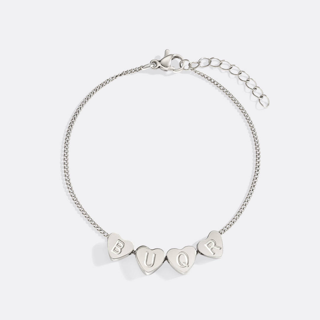 Dainty Initial Heart Bracelet