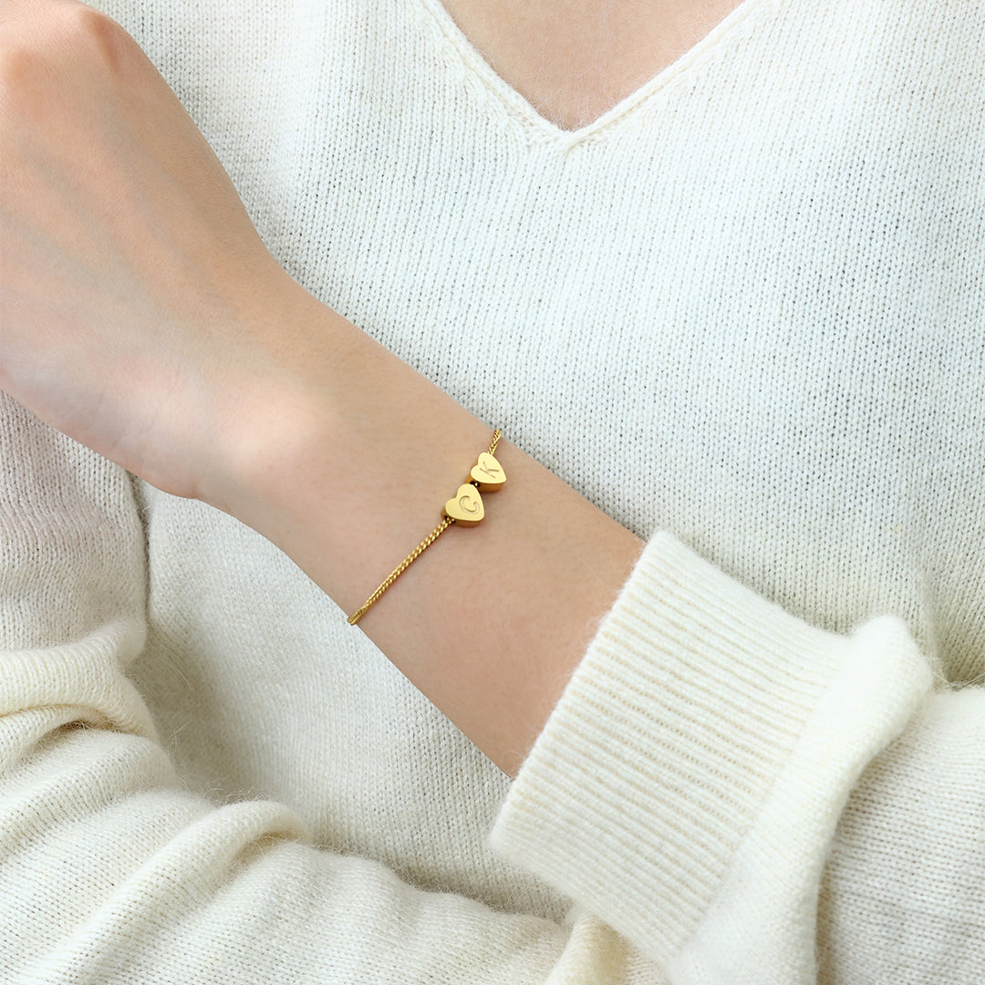 Dainty Initial Heart Bracelet