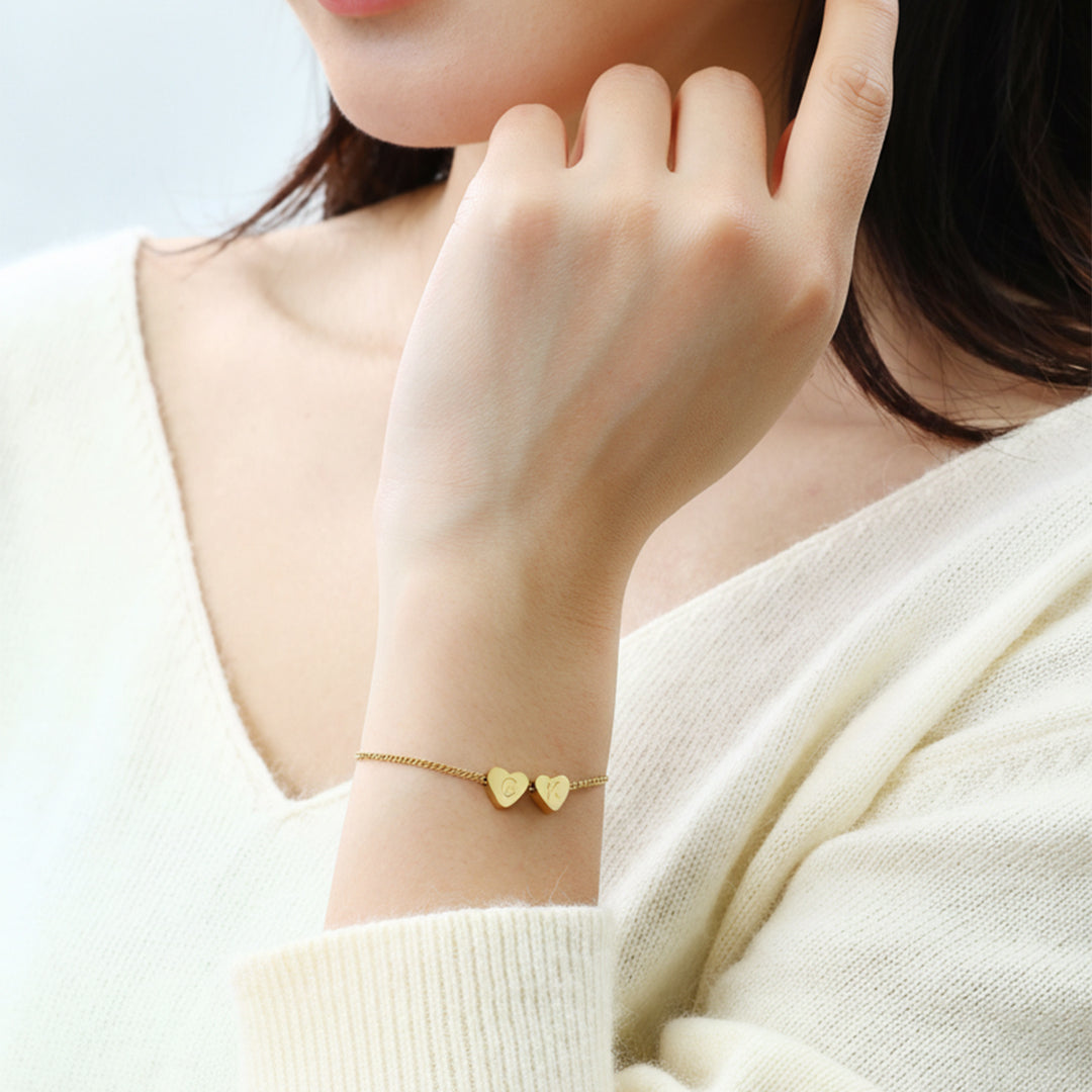 Dainty Initial Heart Bracelet