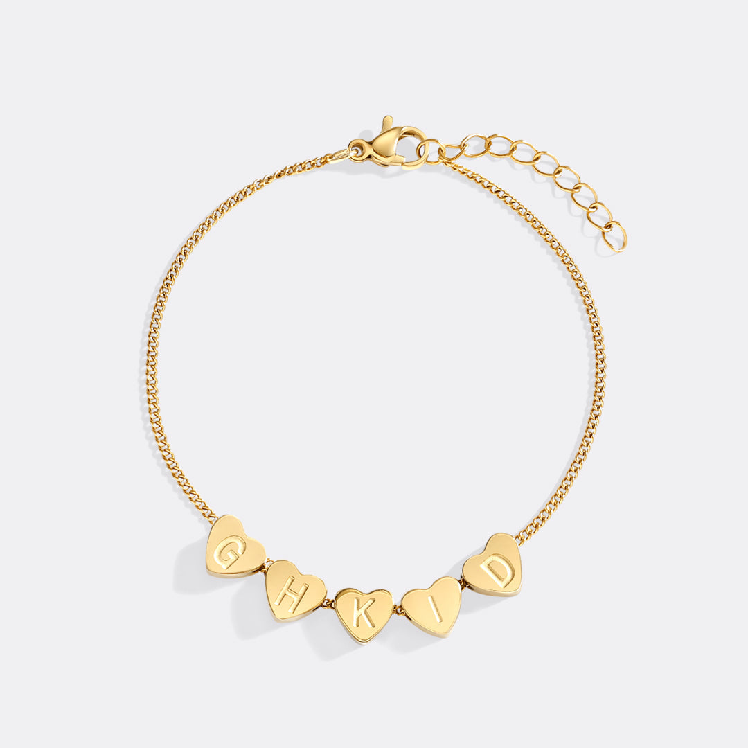 Dainty Initial Heart Bracelet
