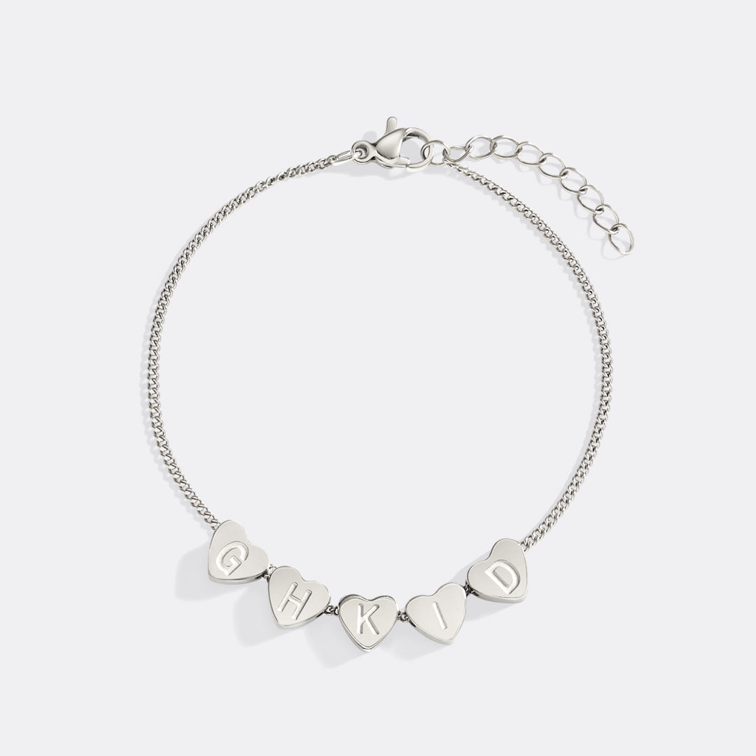 Dainty Initial Heart Bracelet