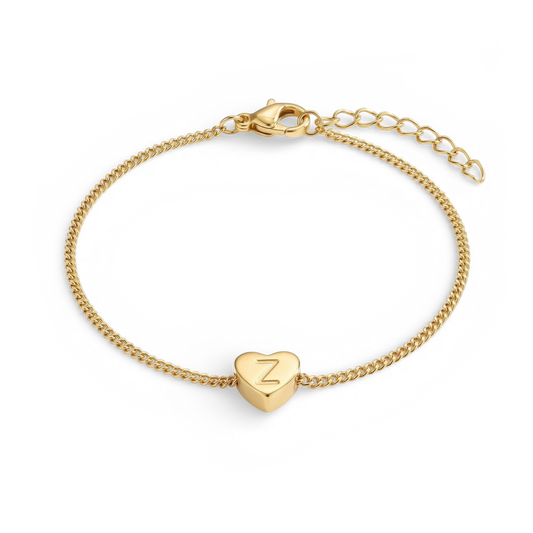 Dainty Initial Heart Bracelet