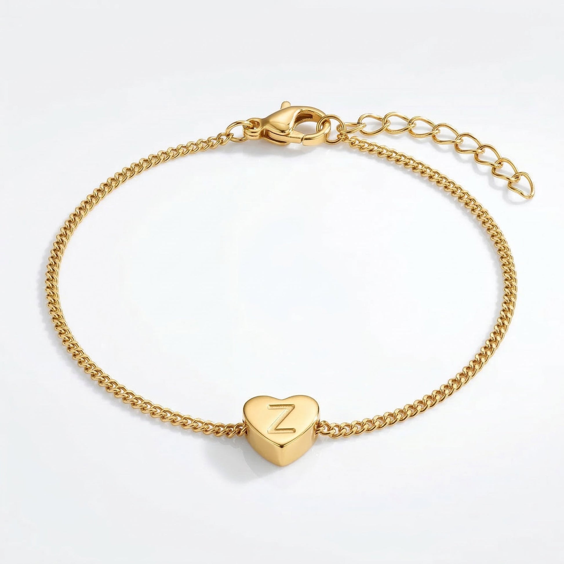 Dainty Initial Heart Bracelet