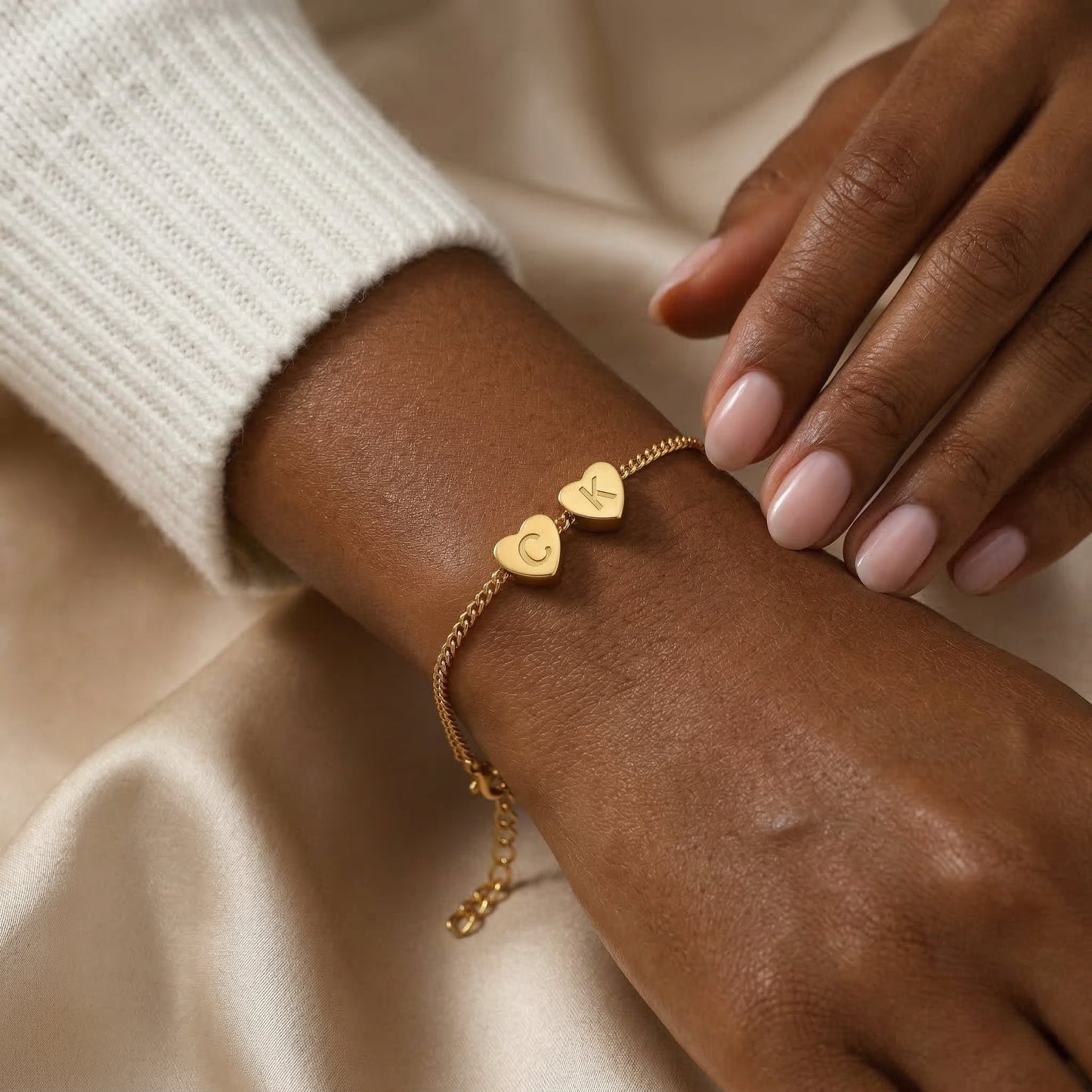 Dainty Initial Heart Bracelet