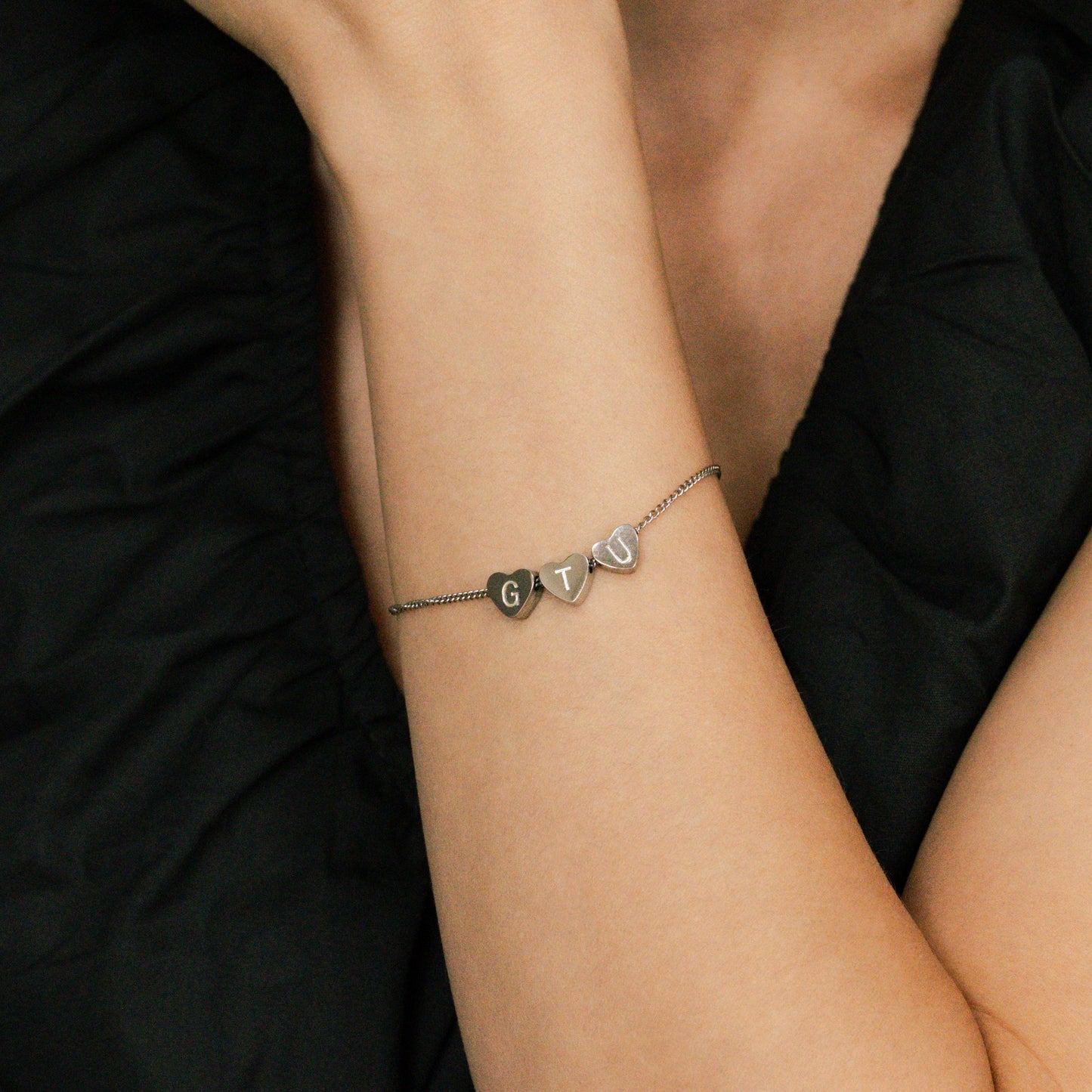 Dainty Initial Heart Bracelet