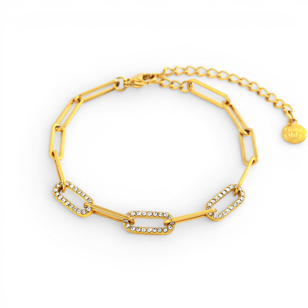 Dainty Pave Paperclip Chain Bracelet