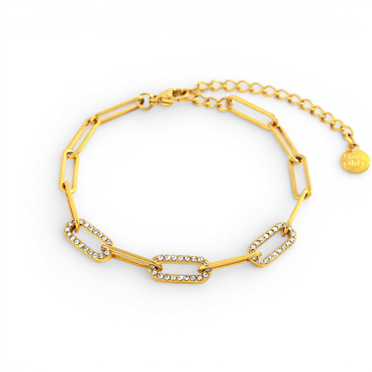 Dainty Pave Paperclip Chain Bracelet