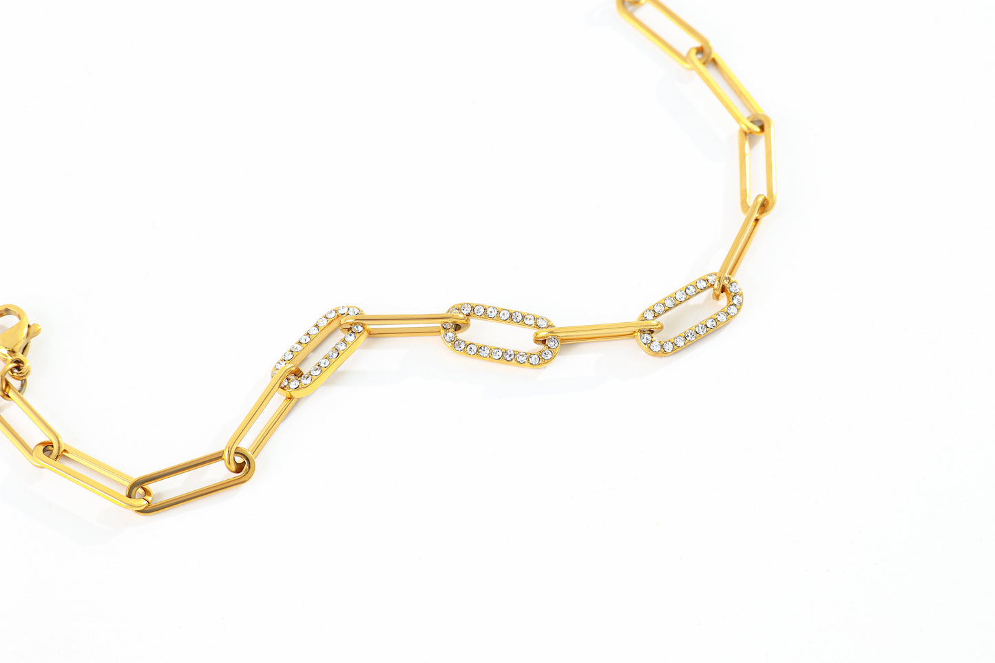 Dainty Pave Paperclip Chain Bracelet