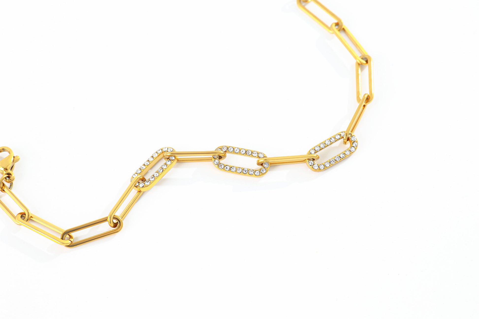 Dainty Pave Paperclip Chain Bracelet