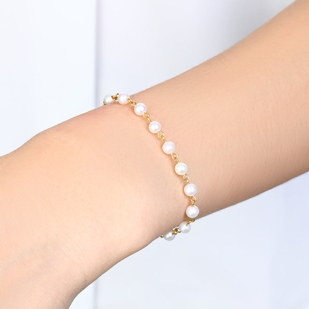 Dainty Pearl Station Bracelet