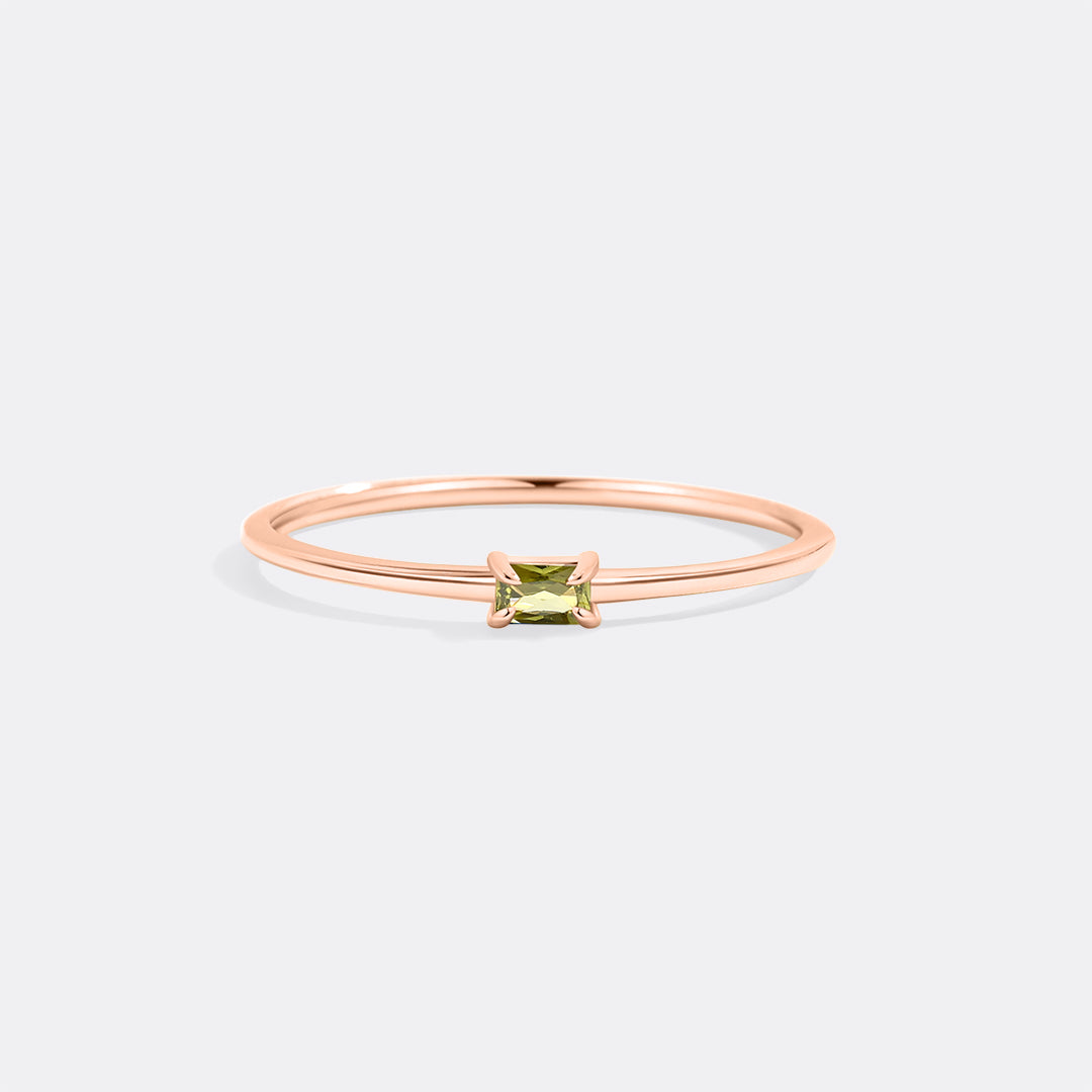 Dainty Baguette Birthstone Stacking Ring