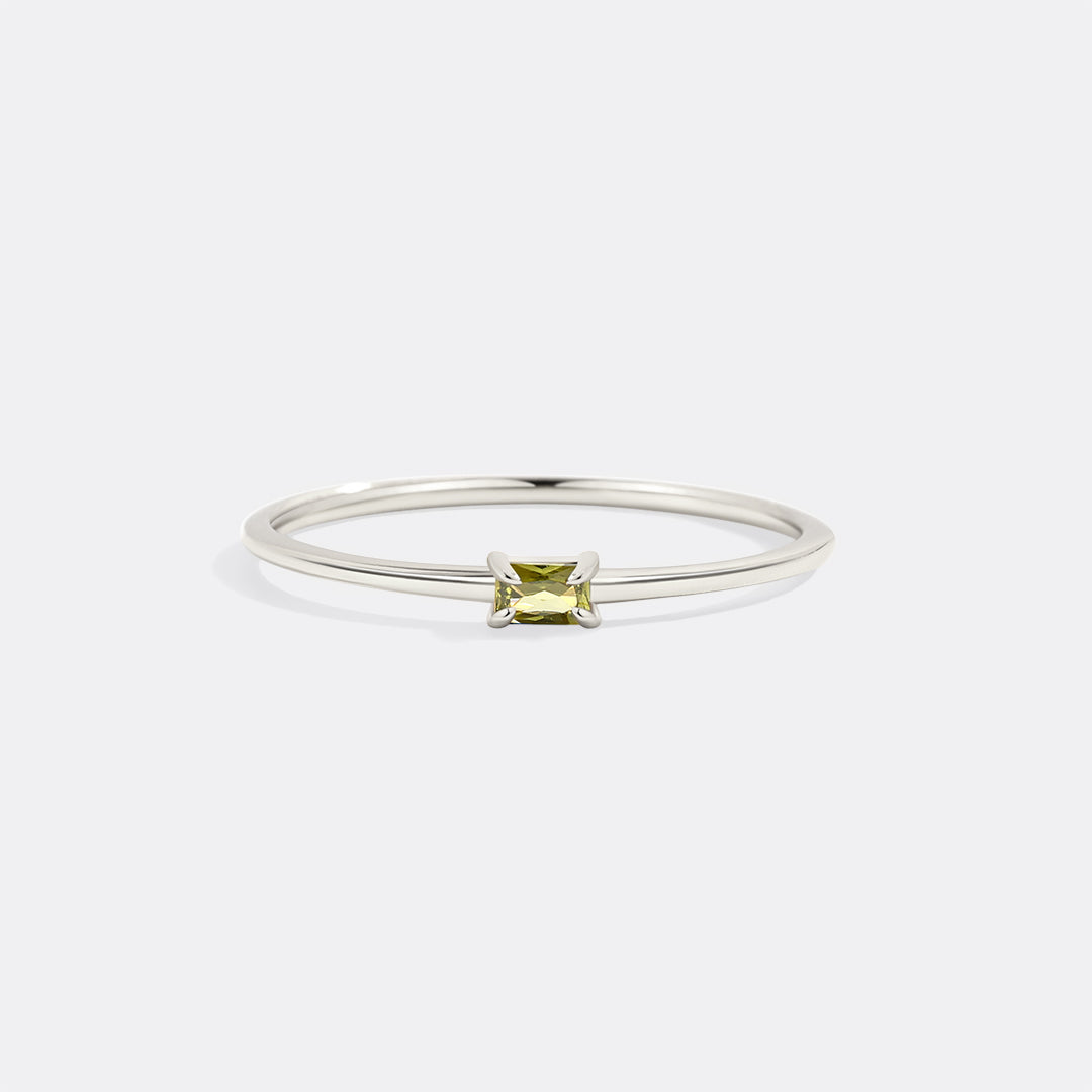 Dainty Baguette Birthstone Stacking Ring