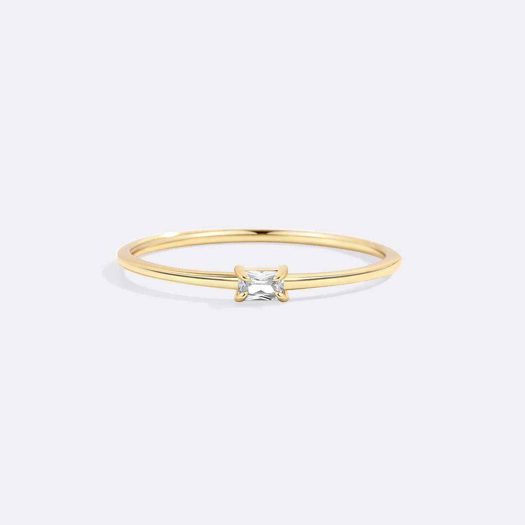 Dainty Baguette Birthstone Stacking Ring