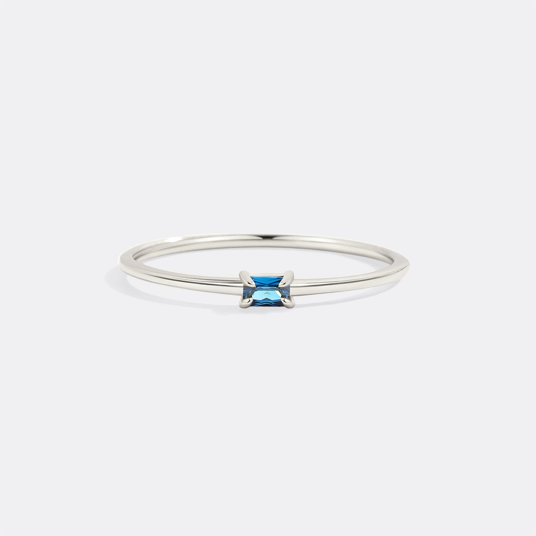 Dainty Baguette Birthstone Stacking Ring