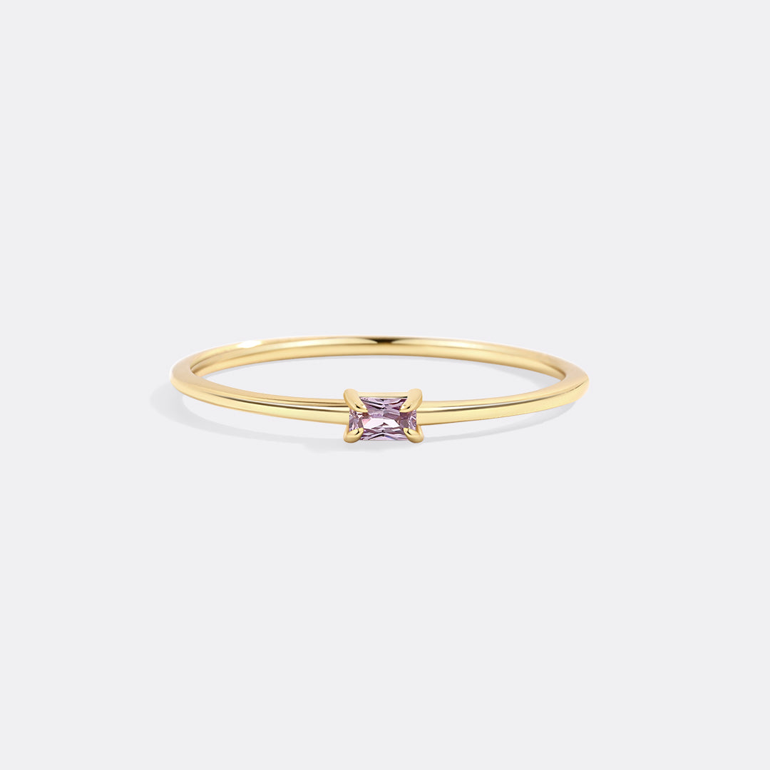 Dainty Baguette Birthstone Stacking Ring