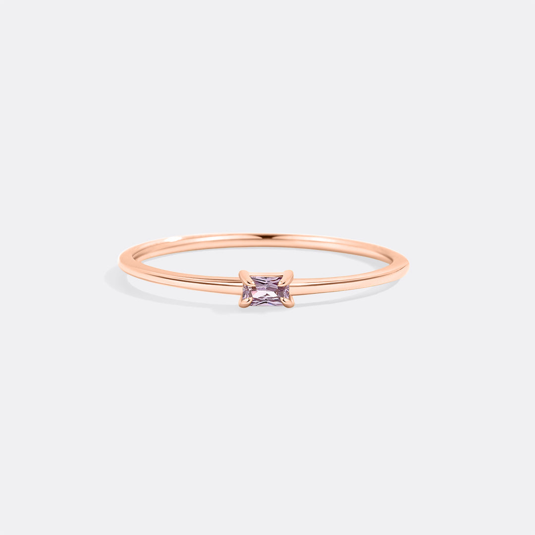Dainty Baguette Birthstone Stacking Ring
