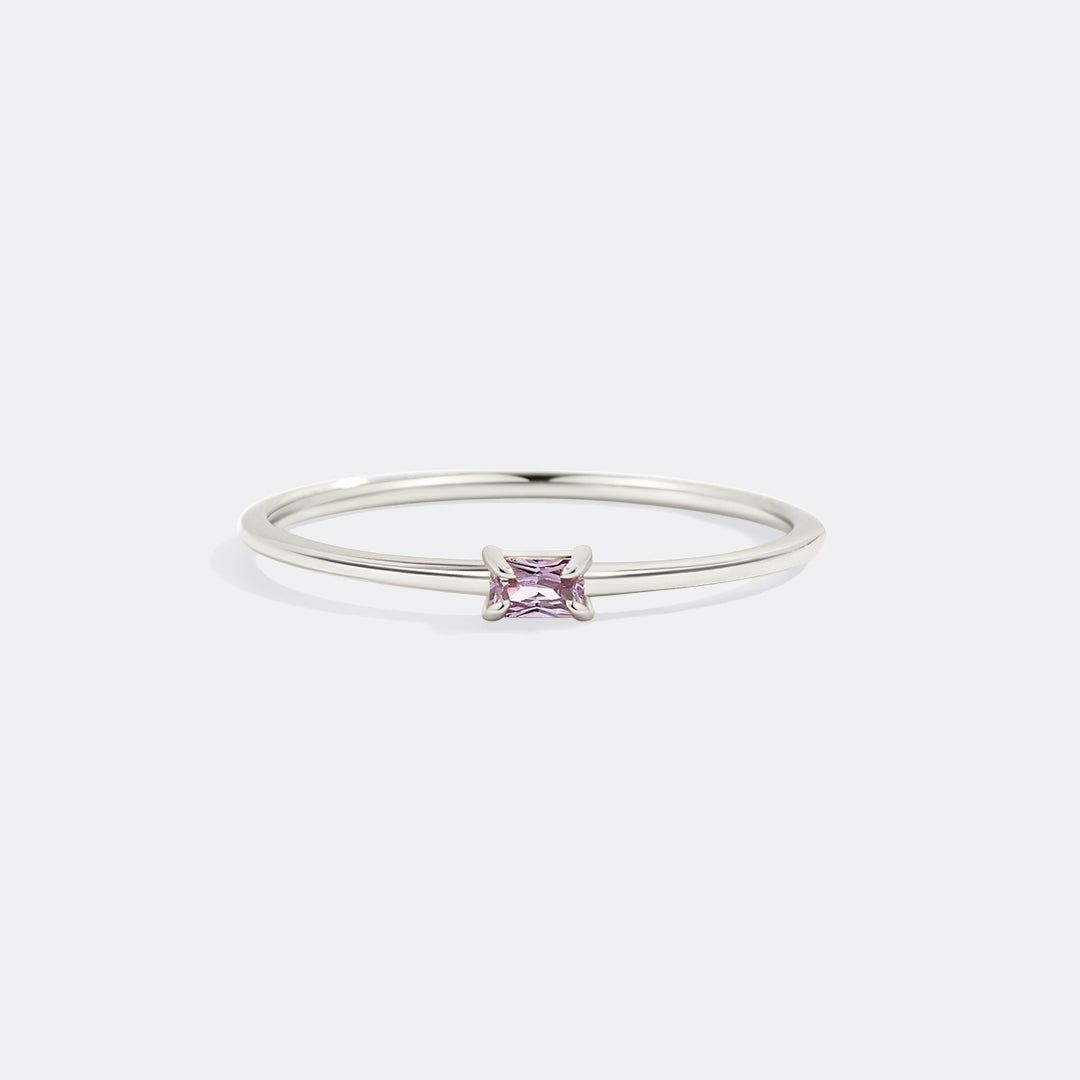 Dainty Baguette Birthstone Stacking Ring