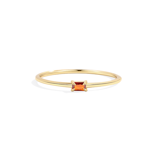 Dainty Baguette Birthstone Stacking Ring