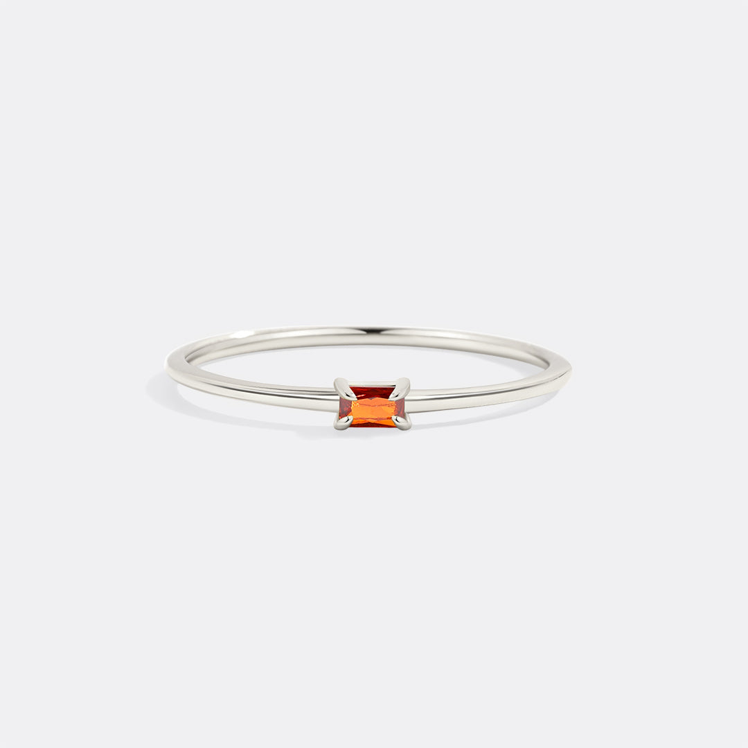 Dainty Baguette Birthstone Stacking Ring
