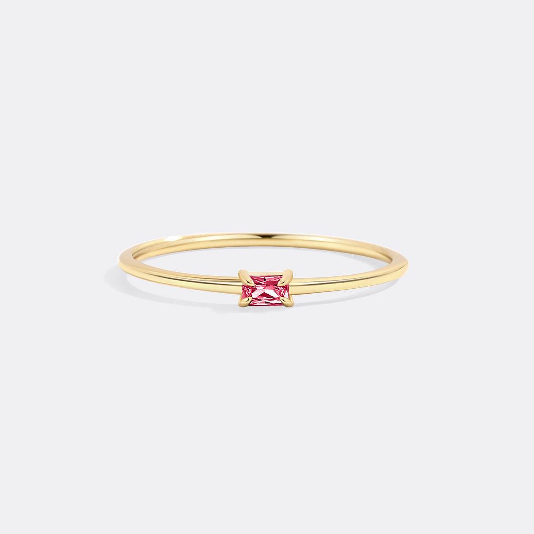 Dainty Baguette Birthstone Stacking Ring